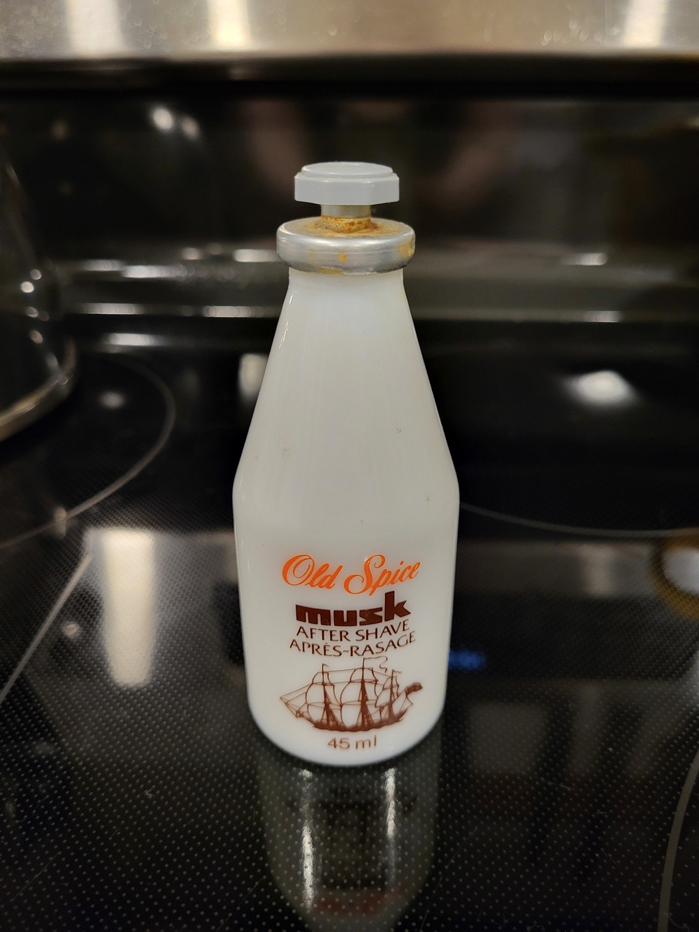 Vintage Old Spice Musk After Shave Milk Glass Bottle  Canada Shulton 1993 Rare